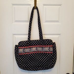 Vera Bradley Tote Bag Black With Diamond & Flower Design